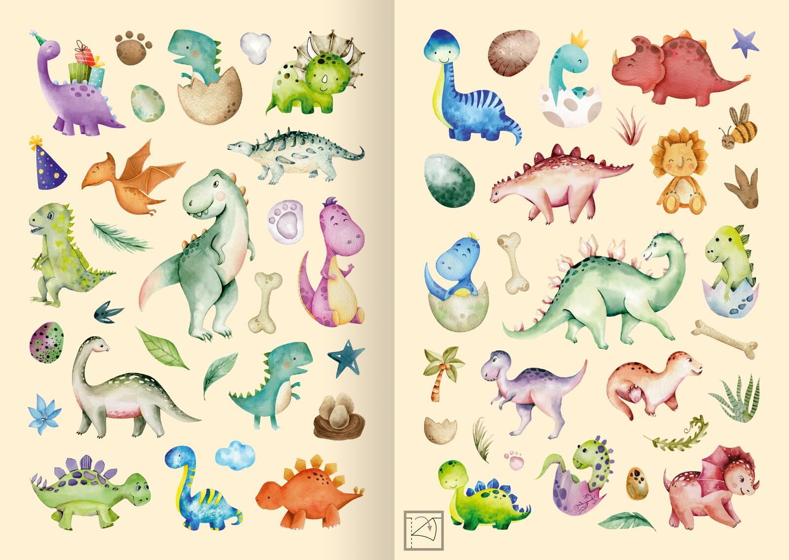 Meine Aquarell-Sticker – Dinosaurier