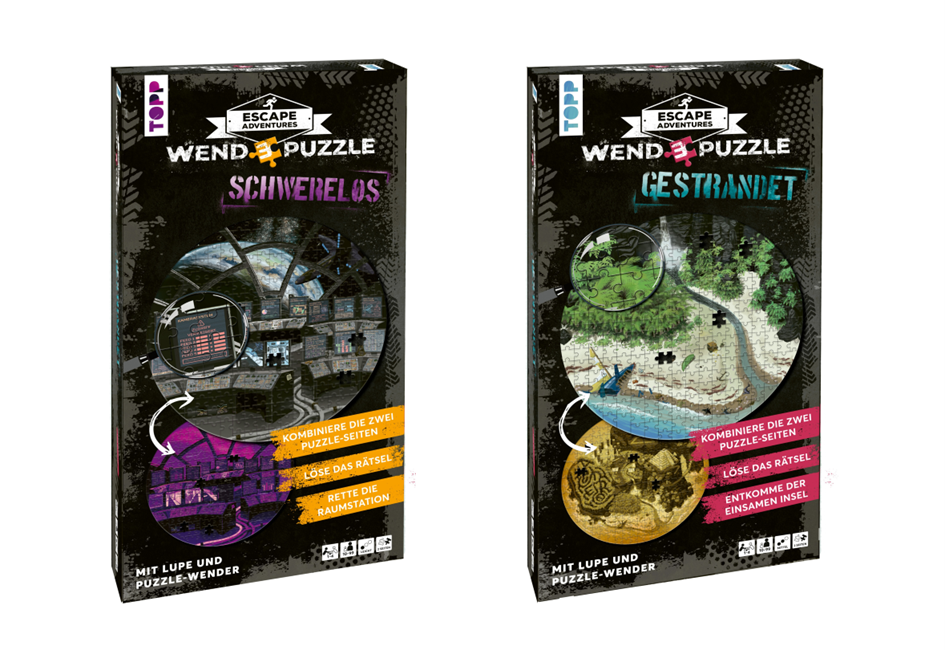Sale: Sparpaket - TOPP Escape Adventures – Wendepuzzle: Gestrandet + Wendepuzzle Schwerelos – je 280 Teile
