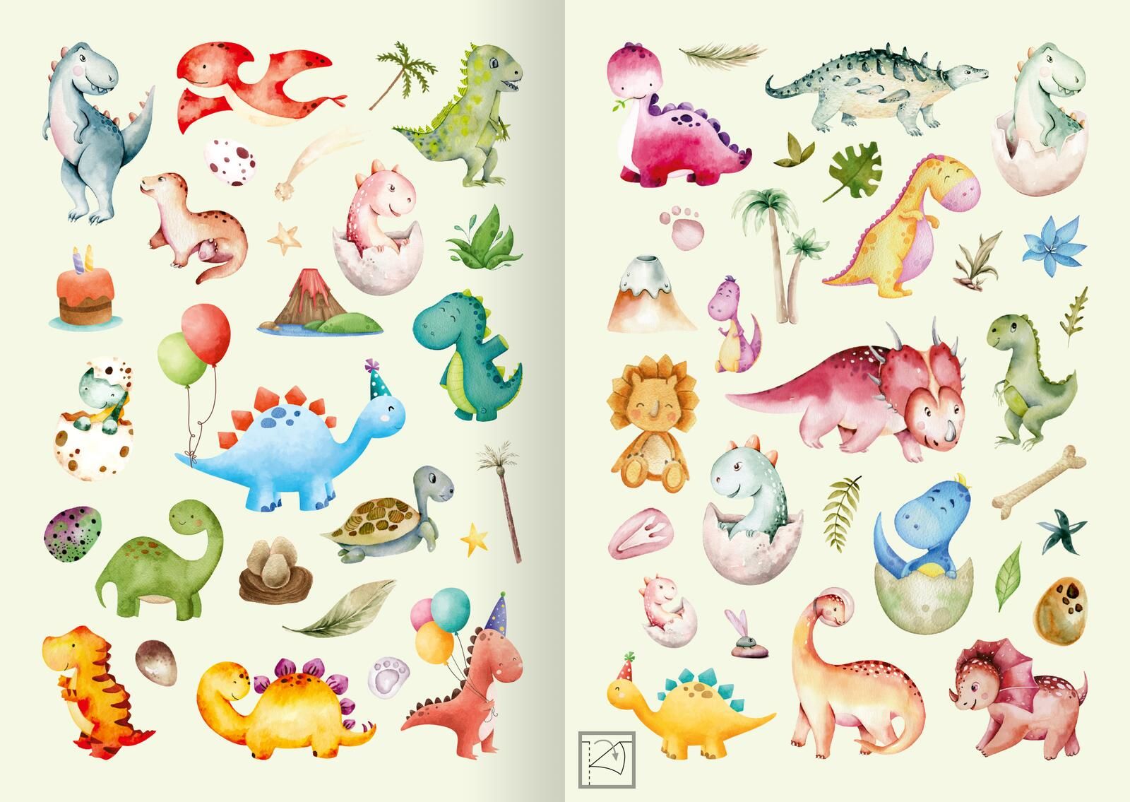 Meine Aquarell-Sticker – Dinosaurier