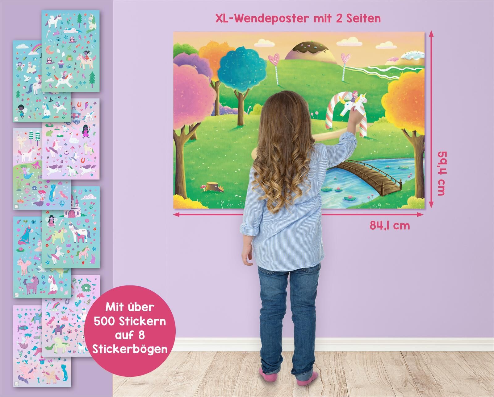 Mein XL Sticker-Poster Einhörner