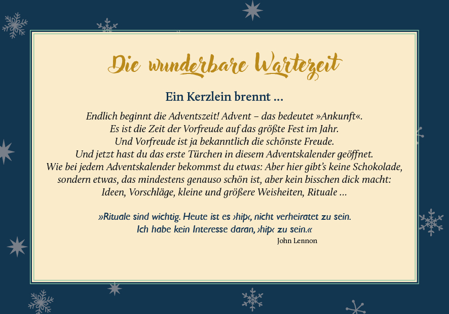 Achtsame Adventszeit - Der Adventskalender für entspannte Weihnachten