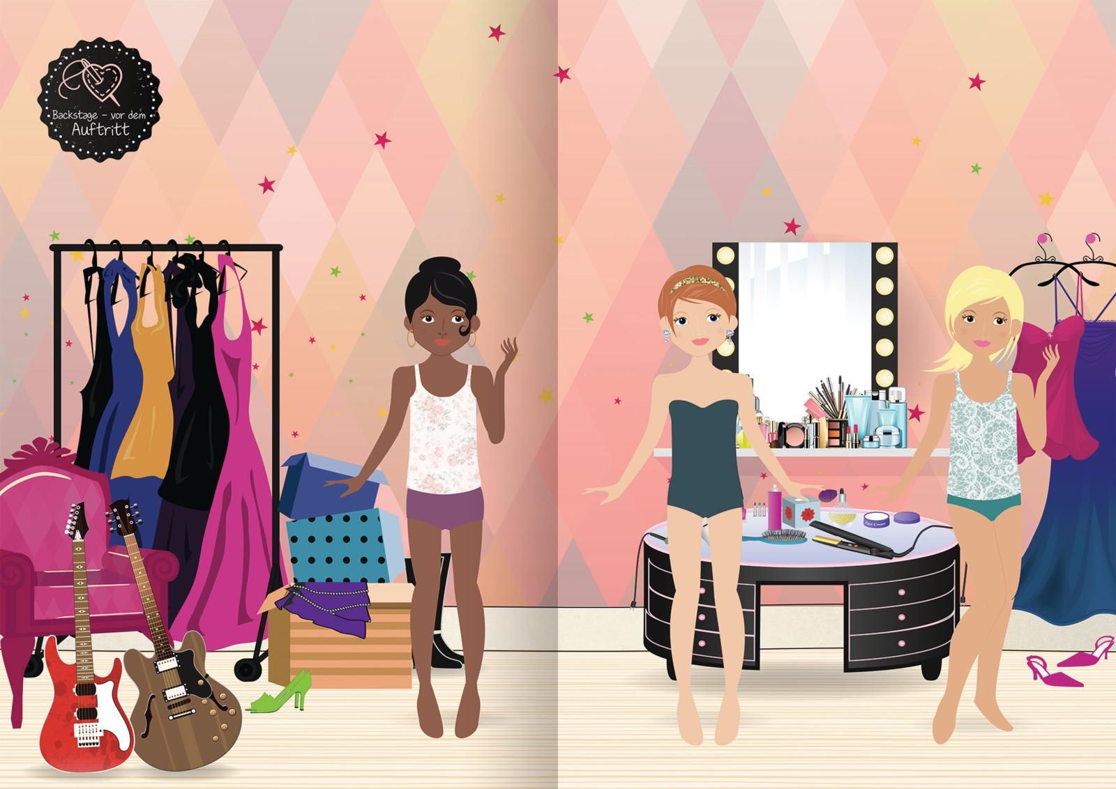 Fashion-Girls Glamour-Styles - Stickern - Malen - Stylen