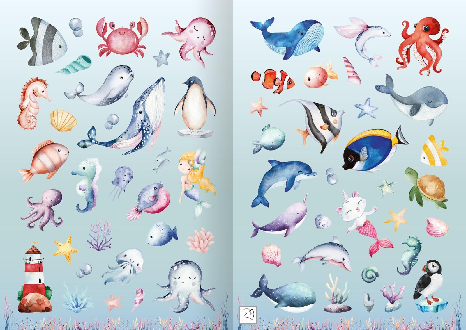 Meine Aquarell-Sticker – Unter Wasser