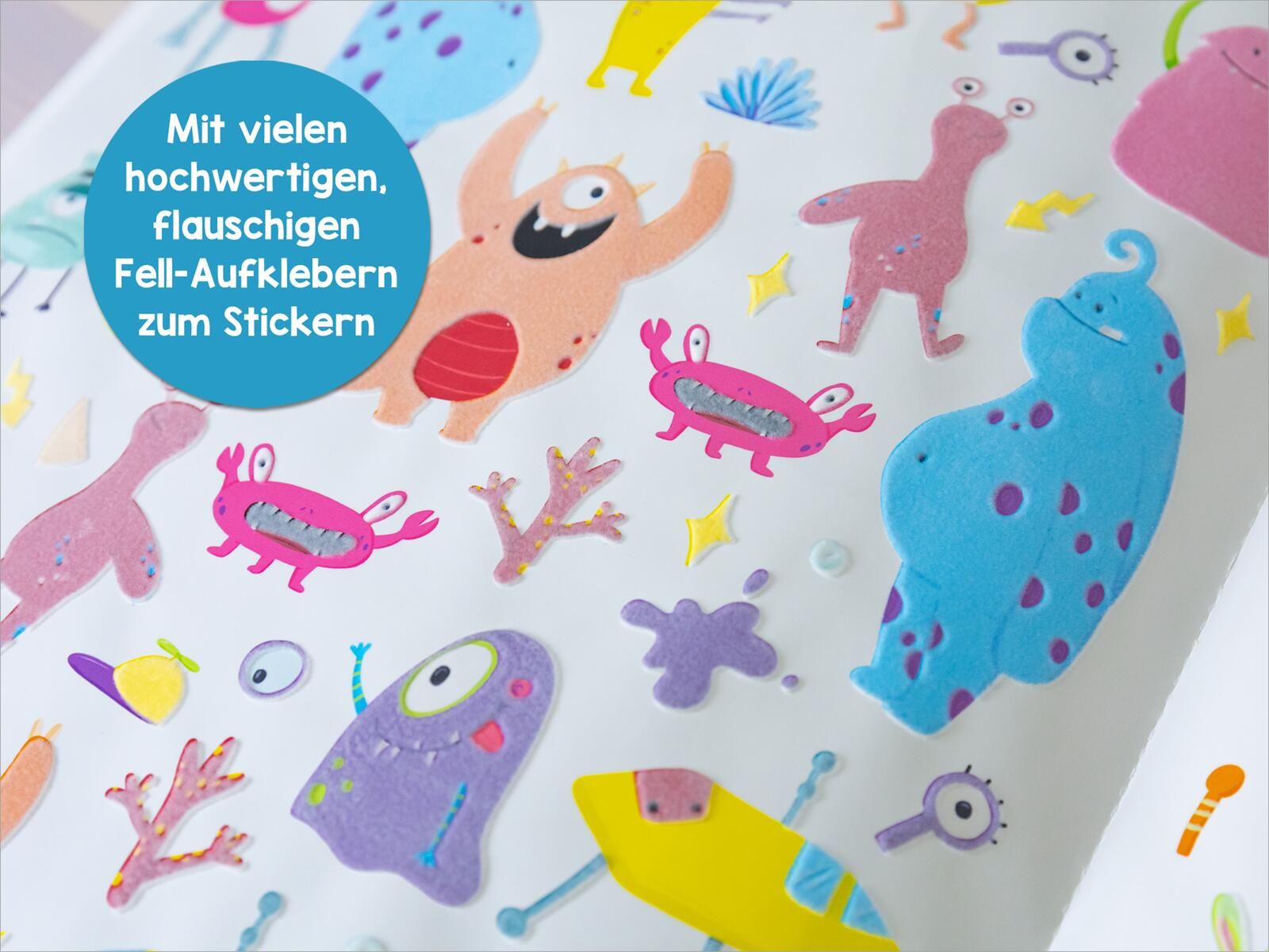 Mein flauschiges Stickerheft – Monster (Mängelexemplar)