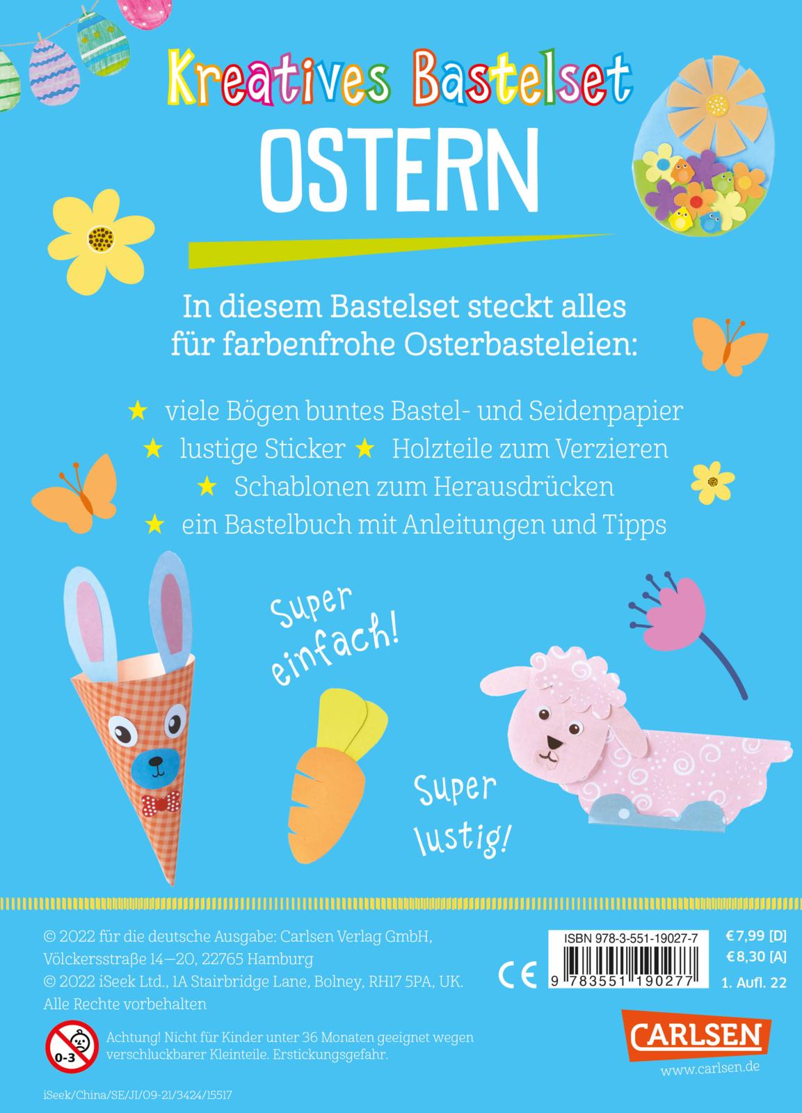Kreatives Bastelset: Ostern - Set mit Bastelpapier, Seidenpapier, Stickern (Mängelexemplar)