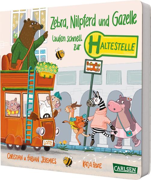 Zebra, Nilpferd und Gazelle laufen schnell zur ... Haltestelle! (Mängelexemplar)