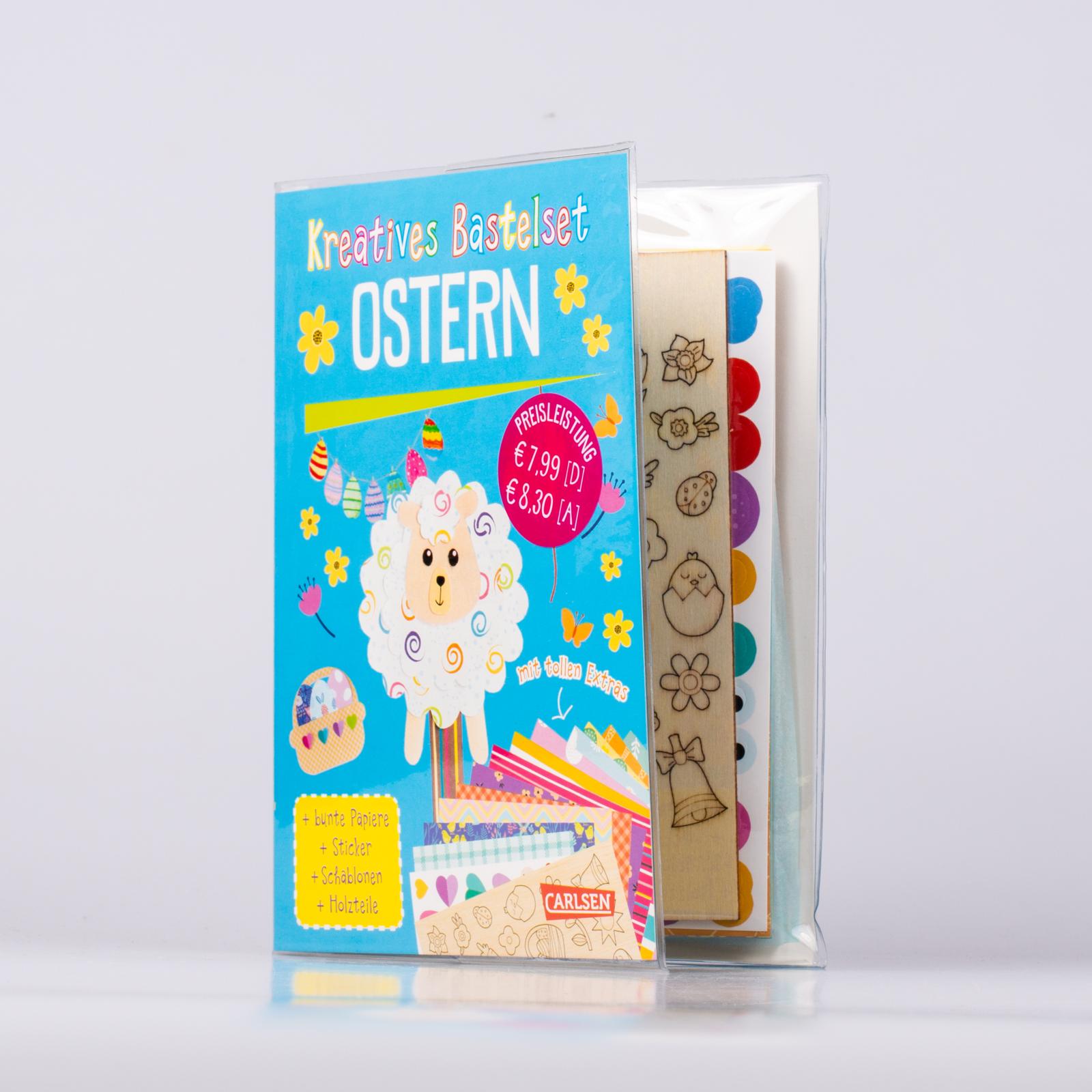 Kreatives Bastelset: Ostern - Set mit Bastelpapier, Seidenpapier, Stickern (Mängelexemplar)