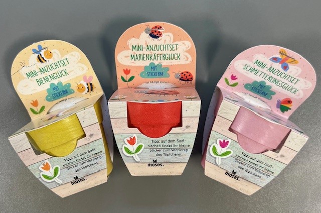 X_Mini-Anzuchtset mit Stickern Frühlingswiese (Farbe wird zufällig gewählt)
