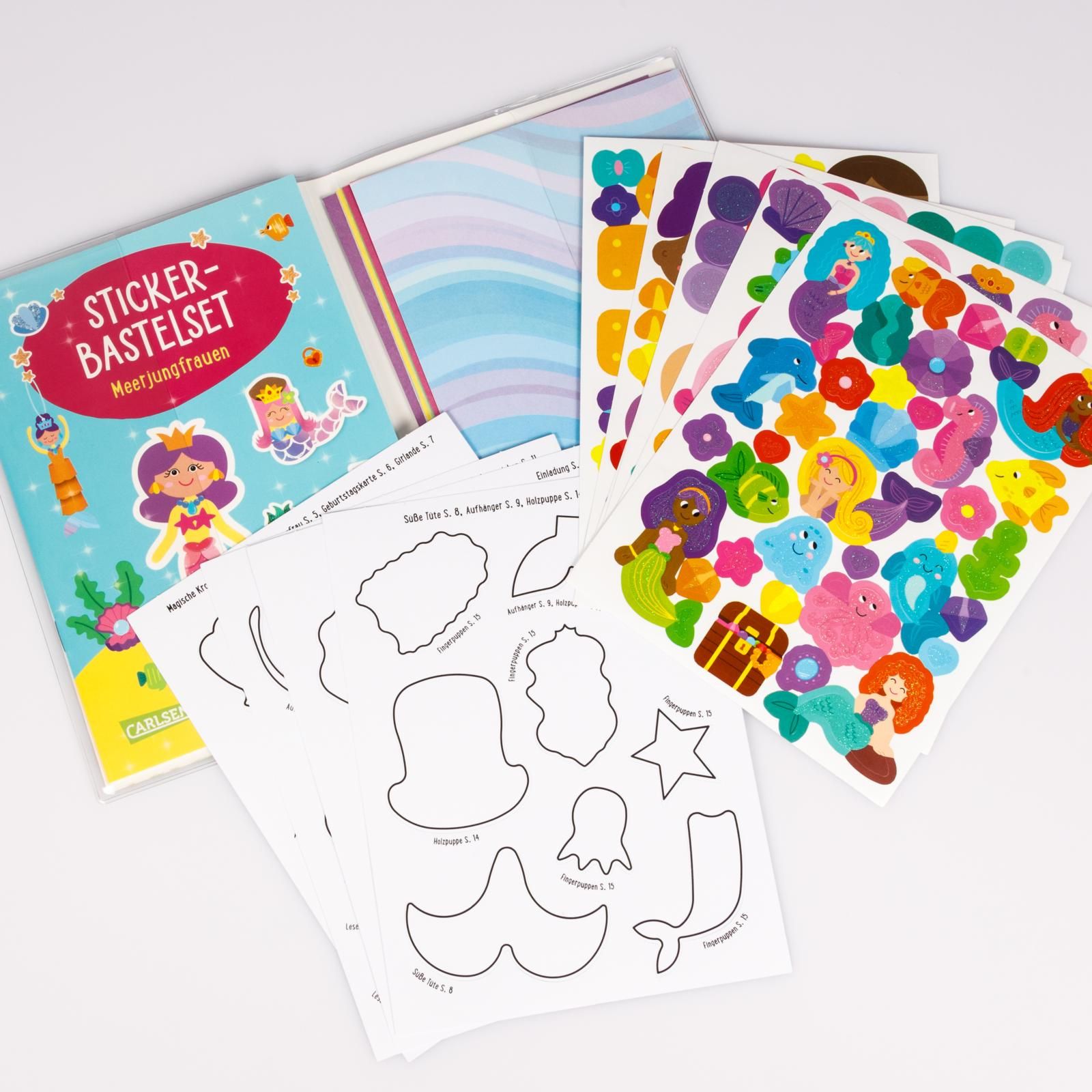 Bastelset für Kinder: Sticker-Bastelset: Meerjungfrauen (Mängelexemplar)