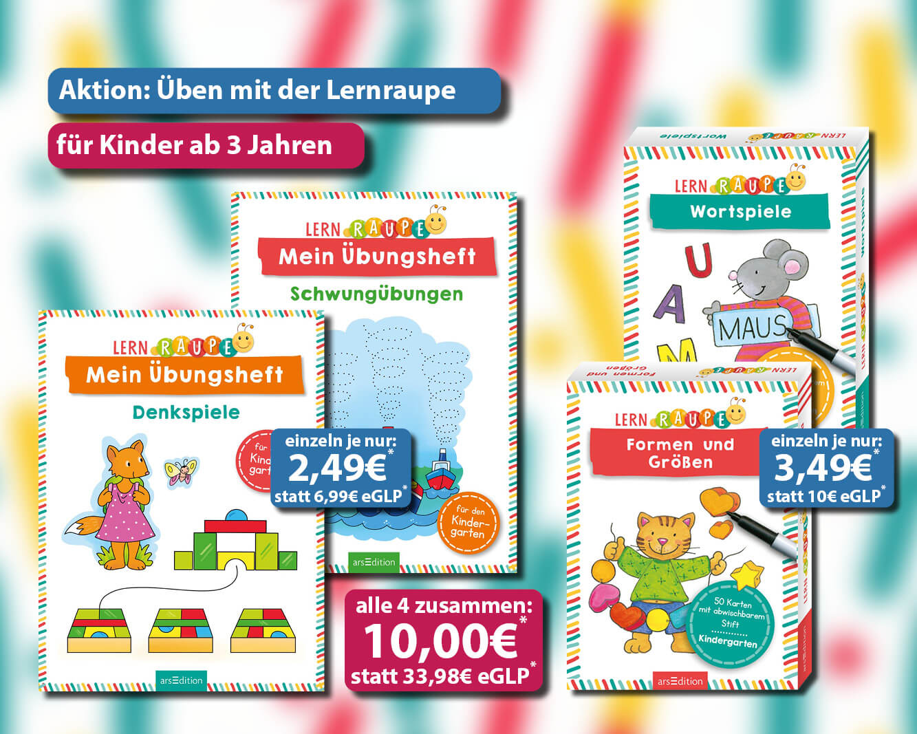 Aktion: 4 Lernraupe-Bücher für Kinder ab 3 Jahren für nur 10€*