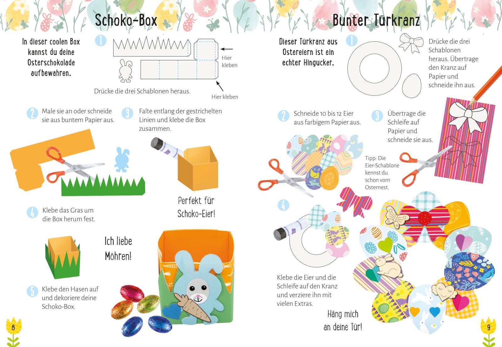 Kreatives Bastelset: Ostern - Set mit Bastelpapier, Seidenpapier, Stickern (Mängelexemplar)