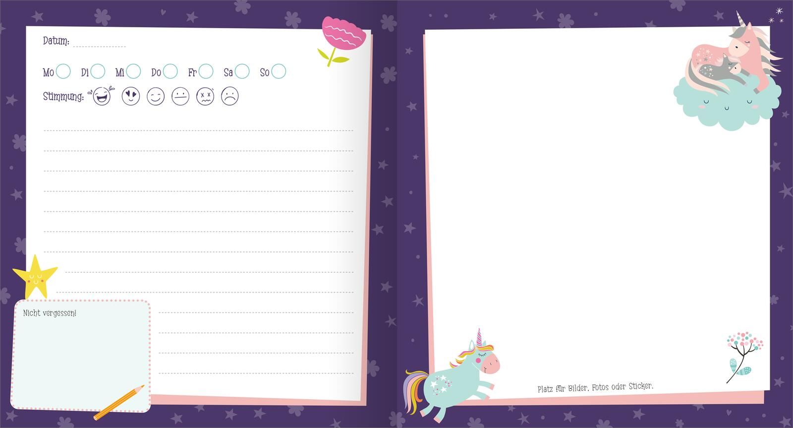 Mein Tagebuch – Einhorn (mit Schloss)