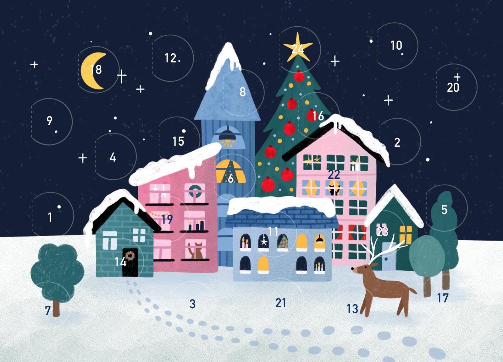 Mini-Adventskalender mit Umschlag zum Verschicken mit winterlichen Motiven (Motiv wird zufällig gewählt)