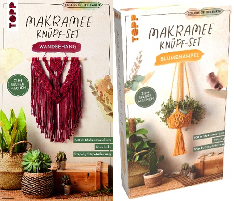 Sparpaket - Colors of the Earth Makramee Knüpf-Sets - Blumenampel & Wandbehang