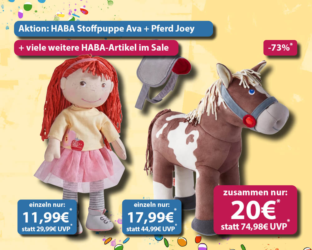 Aktion: Stoffpuppe „Ava“ + Pferd „Joey“ von HABA im Sparpaket für nur 20€ statt 74,98€ UVP