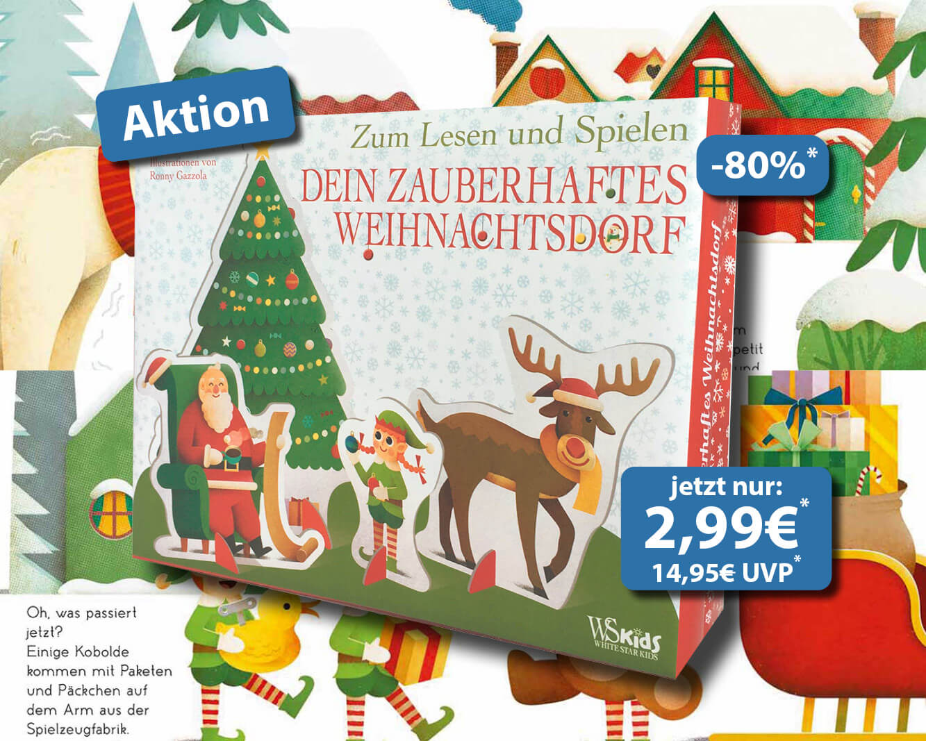 Aktion: Dein zauberhaftes Weihnachtsdorf - Pappbilerbuch + Spielelemente jetzt nur 2,99€* statt 14,95€* UVP