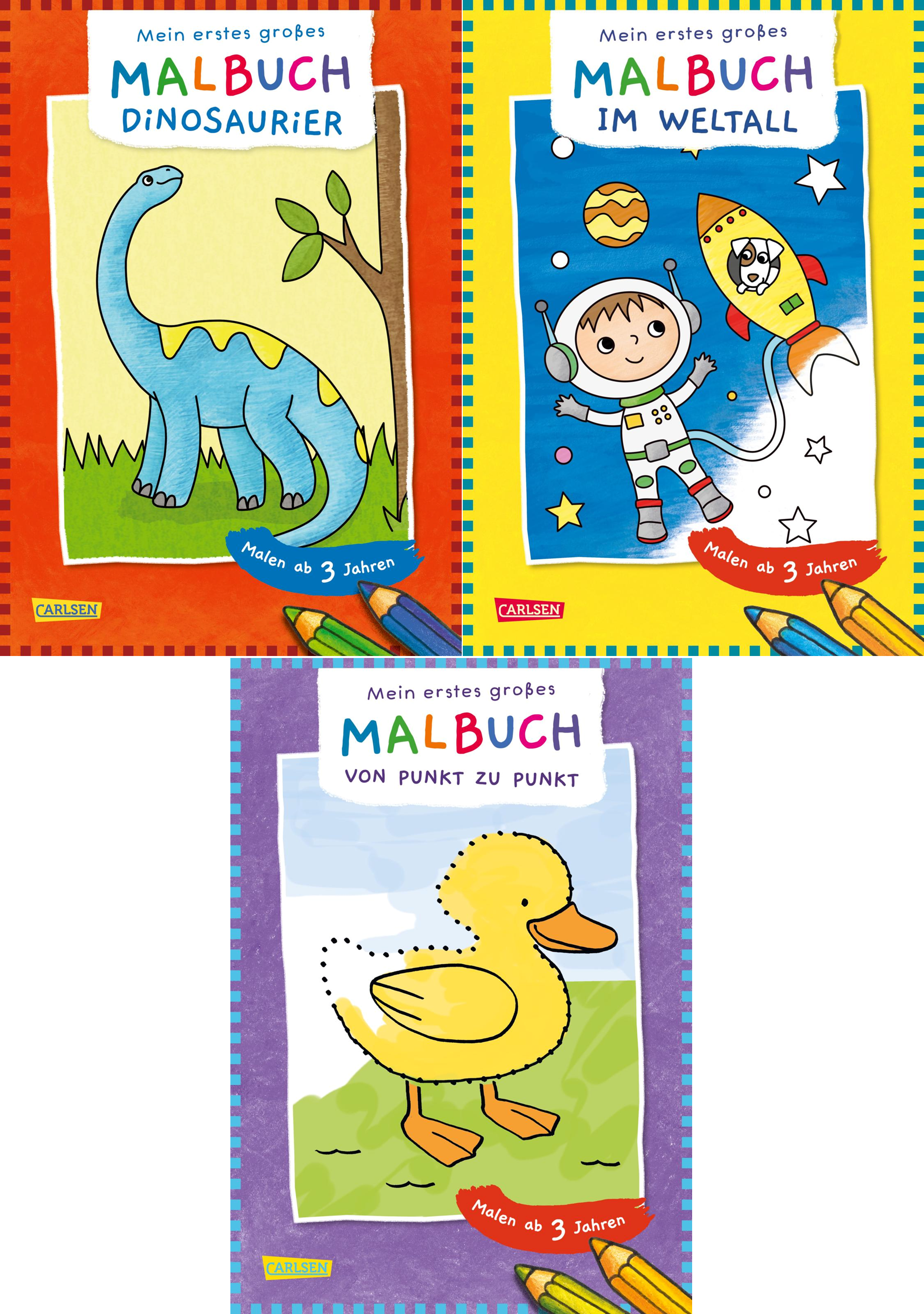 Sparpaket - 3er Set Ausmalbilder für Kita-Kinder: Mein erstes großes Malbuch (Mängelexemplare)