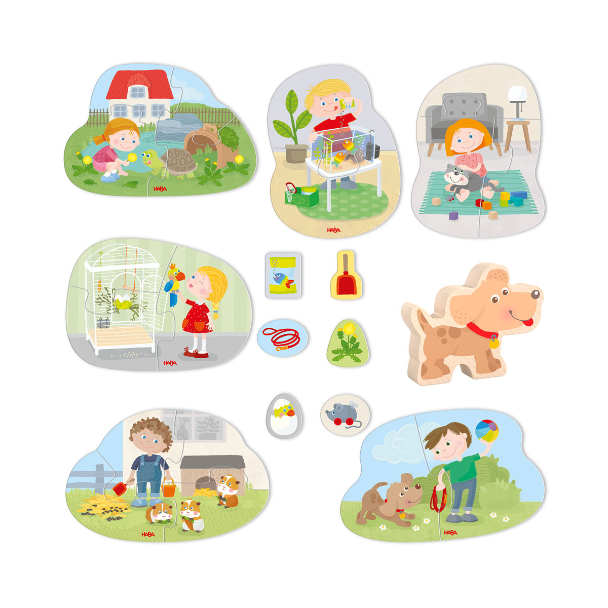 6 erste Puzzles Haustiere