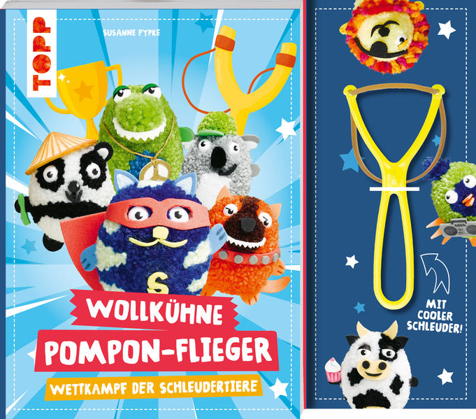 Wollkühne Pompon-Flieger. Mit Schleuder (Mängelexemplar) Wollkühne Pompon-Flieger. Mit Schleuder (Mängelexemplar)