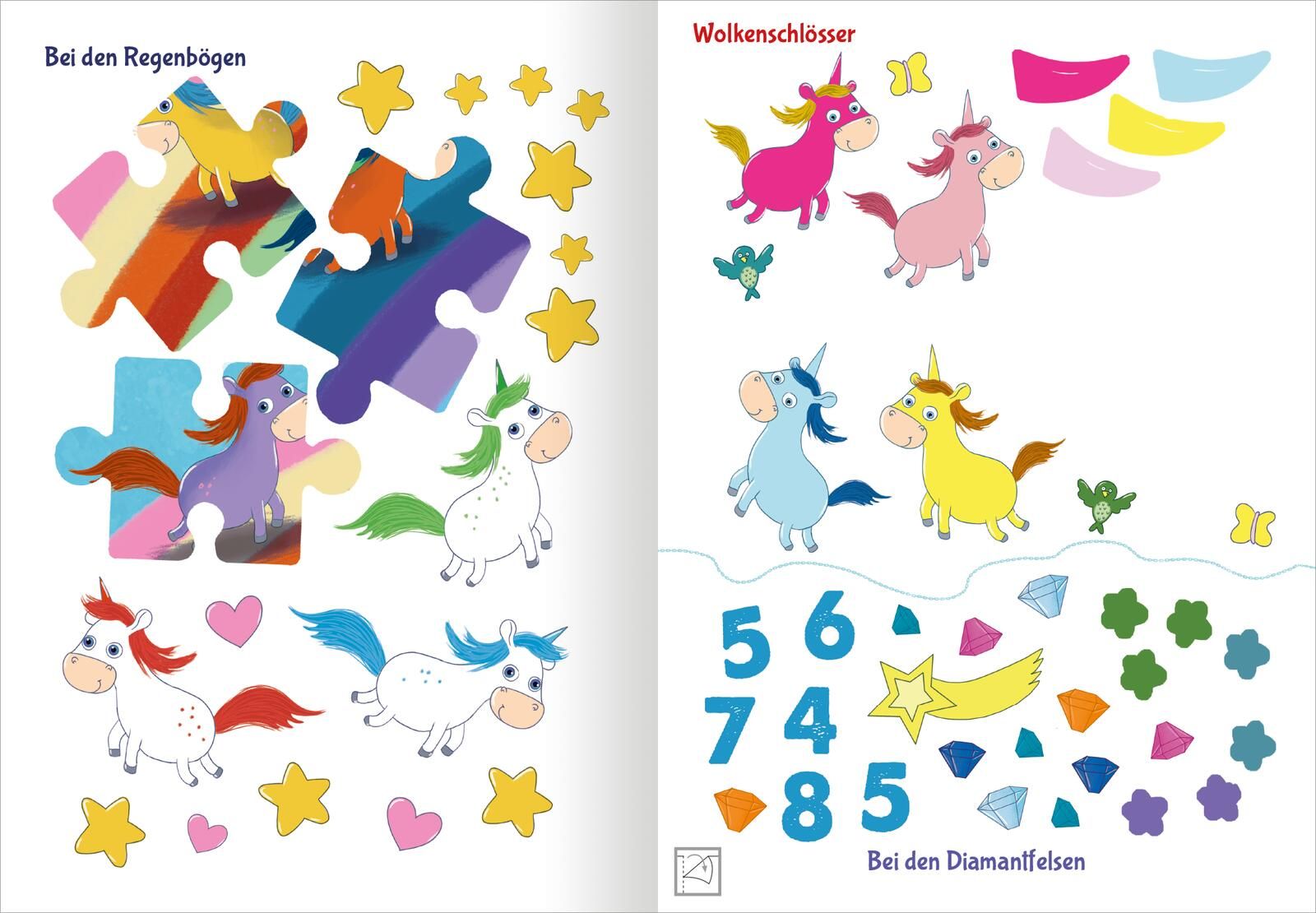 Stickern & Rätseln – Einhörner