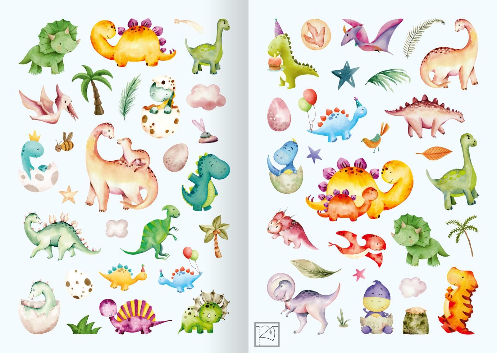 Meine Aquarell-Sticker – Dinosaurier