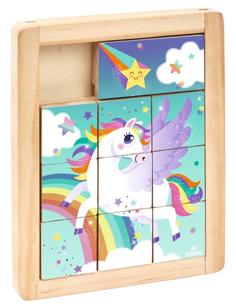 X_Kleines Schiebepuzzle aus Holz (Motiv wird zufällig gewählt)