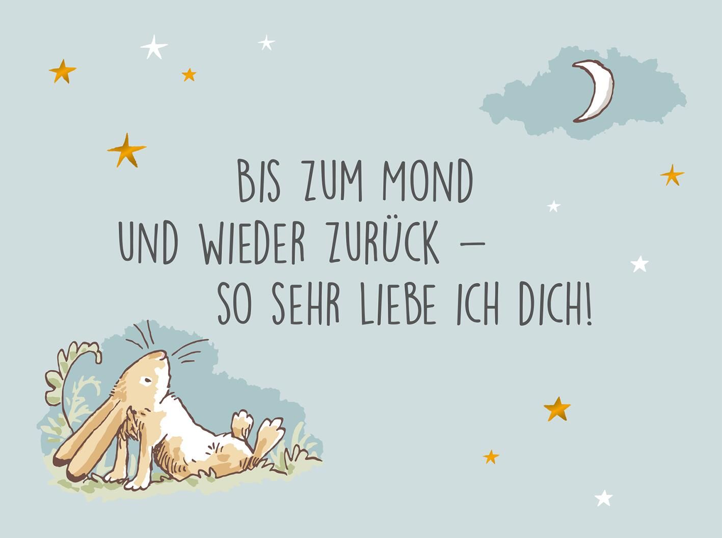 Bis zum Mond und wieder zurück - So sehr liebe ich dich! Klappkarte mit Umschlag
