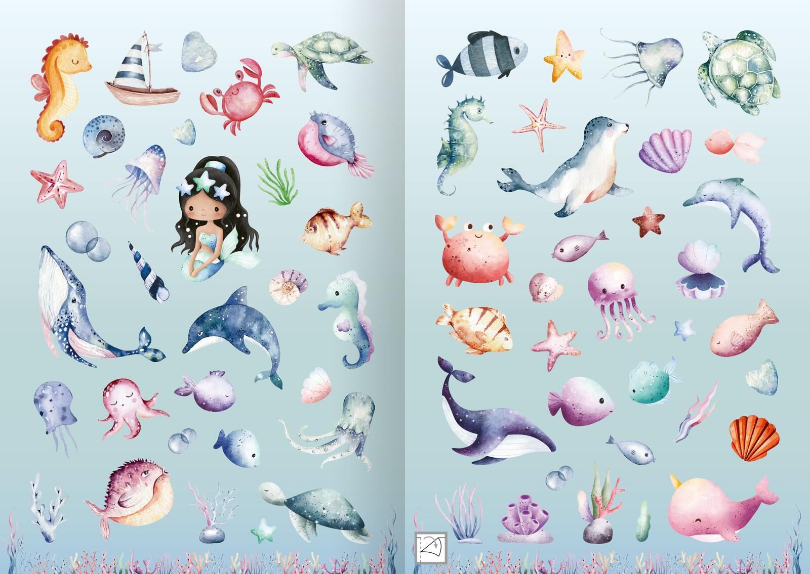 Meine Aquarell-Sticker – Unter Wasser