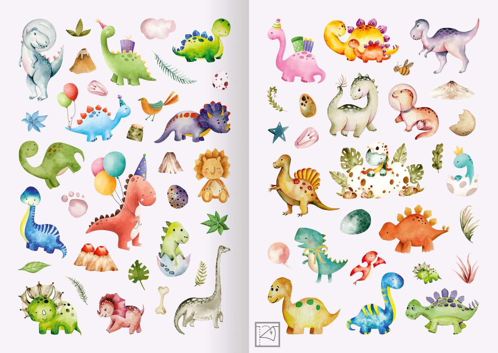 Meine Aquarell-Sticker – Dinosaurier