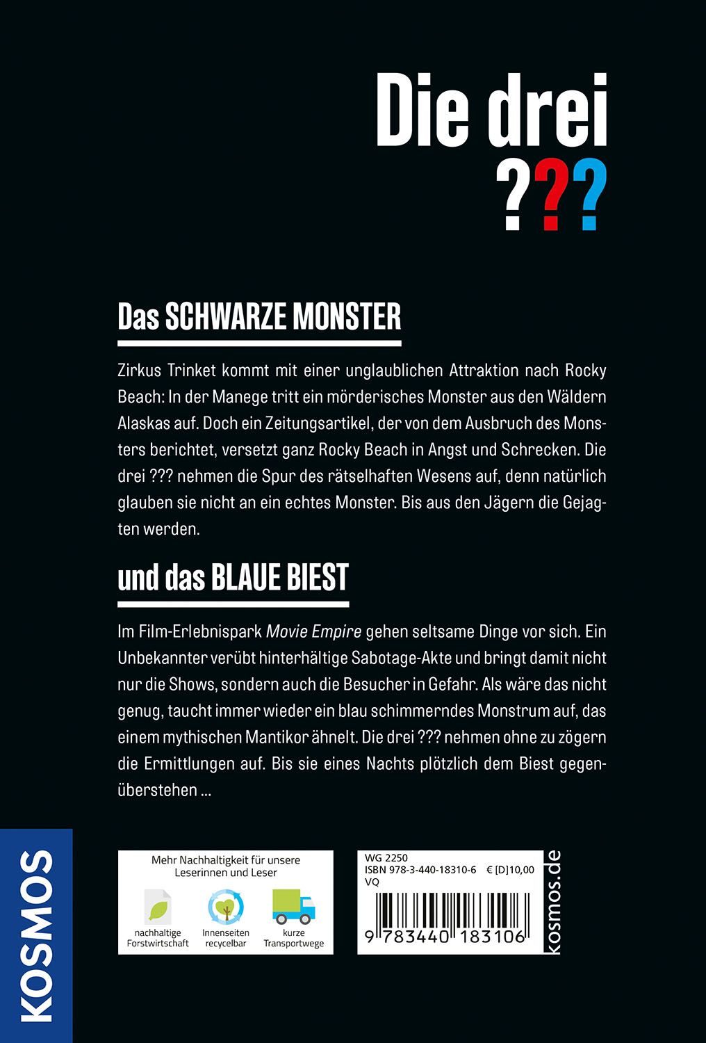 Die drei ???, Das schwarze Monster / und das blaue Biest (Doppelband) (Mängelexemplar)