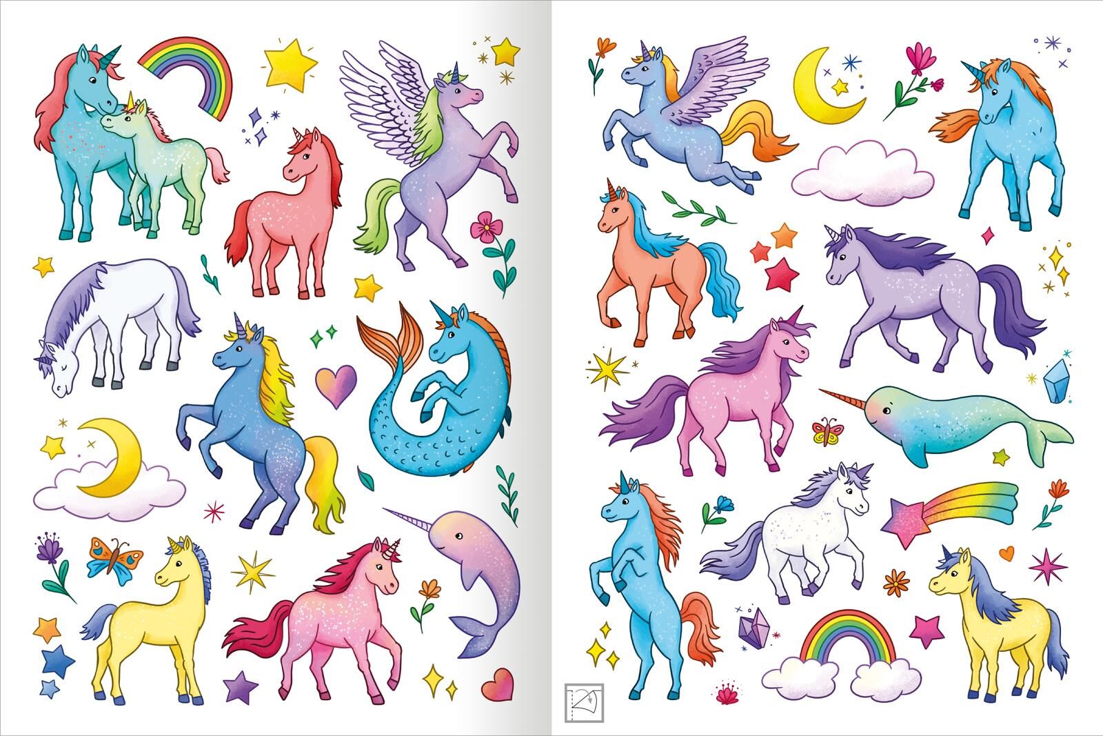 Mein schillerndes Stickerheft – Zauberhafte Einhornwelt (Mängelexemplar)