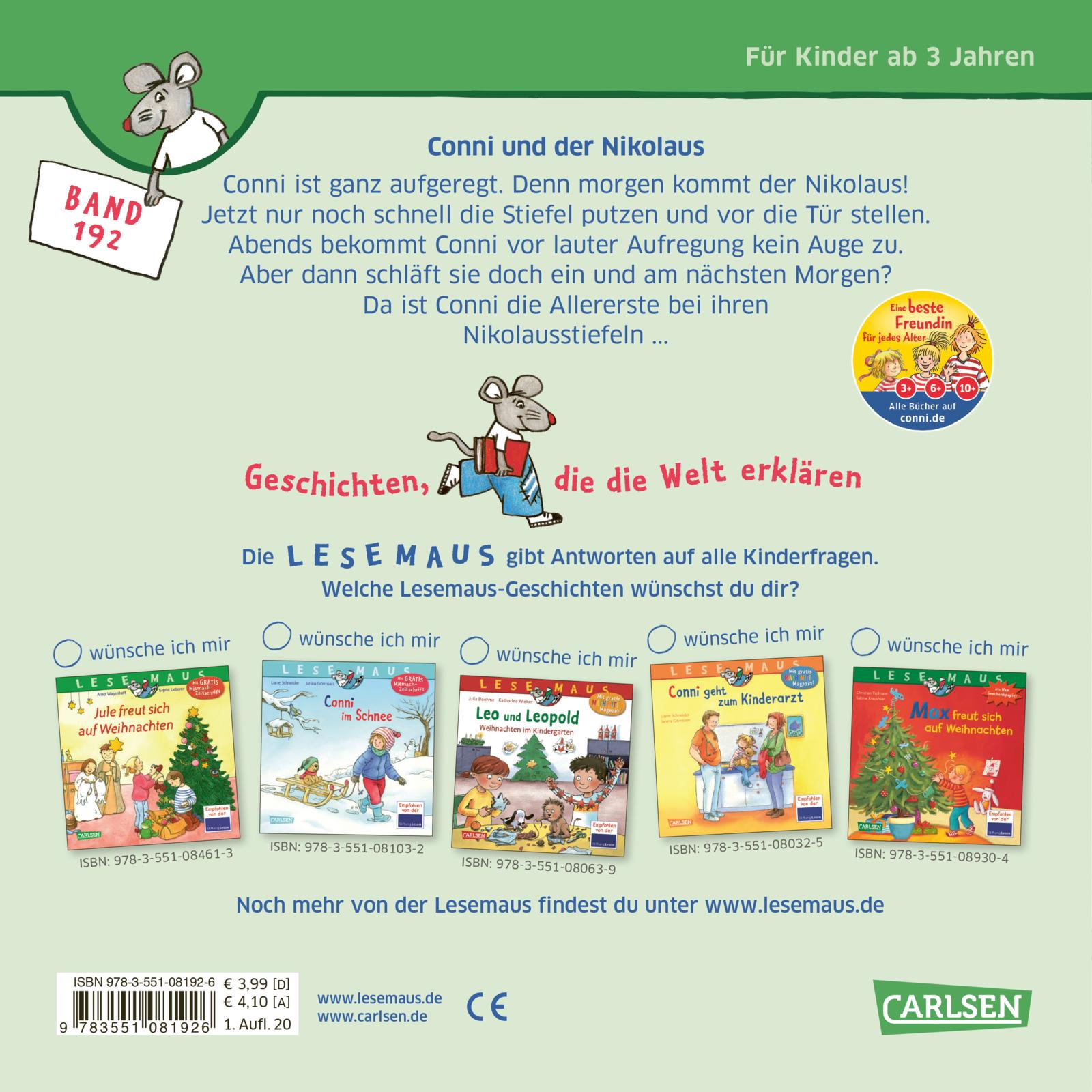LESEMAUS 192: Conni und der Nikolaus (Mängelexemplar)