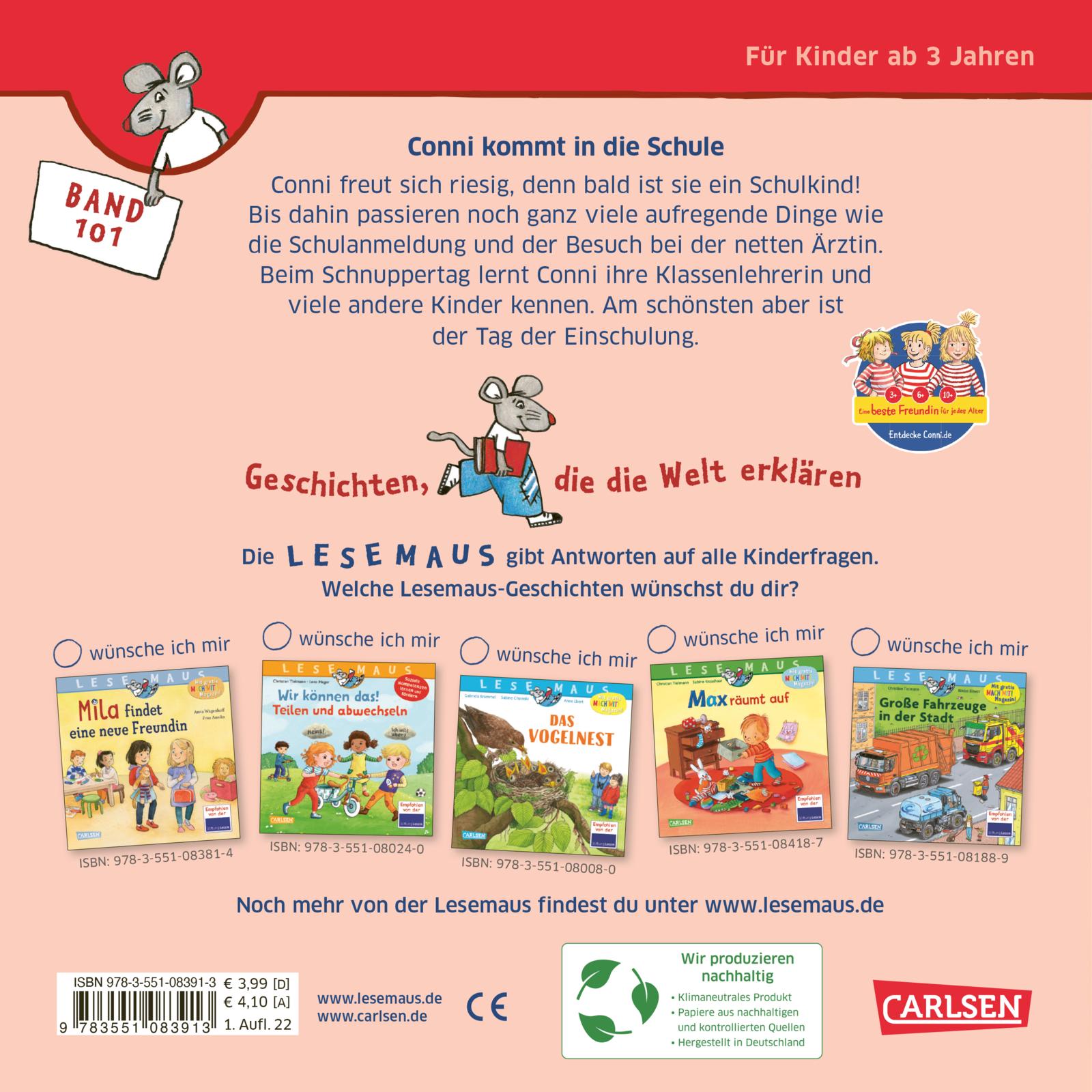 LESEMAUS 101: Conni kommt in die Schule (Mängelexemplar)