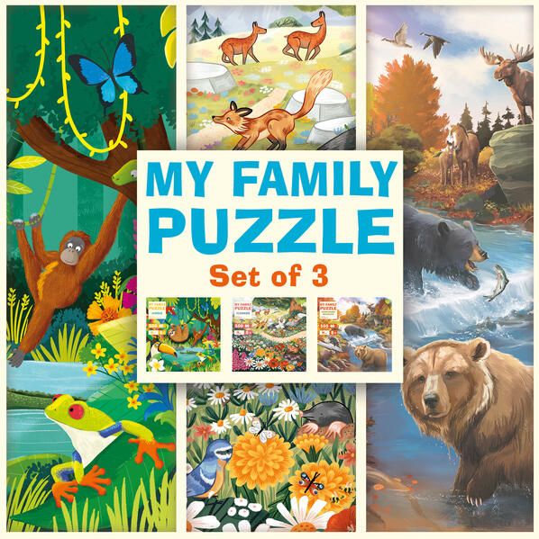 My Family Puzzle - Set of 3 - Jungle, Flowers, Northern Wildlife My Family Puzzle - Set of 3 - Jungle, Flowers, Northern Wildlife