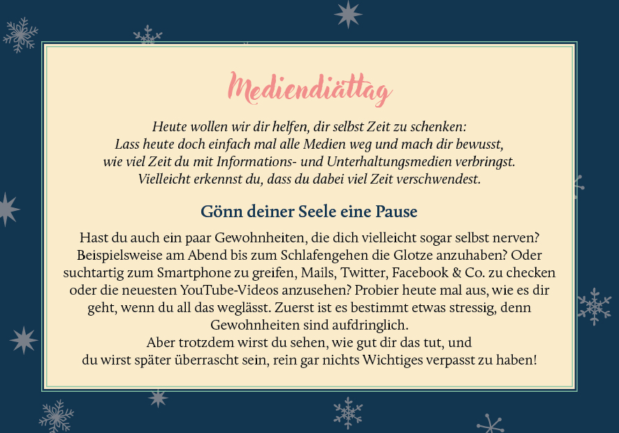 Achtsame Adventszeit - Der Adventskalender für entspannte Weihnachten