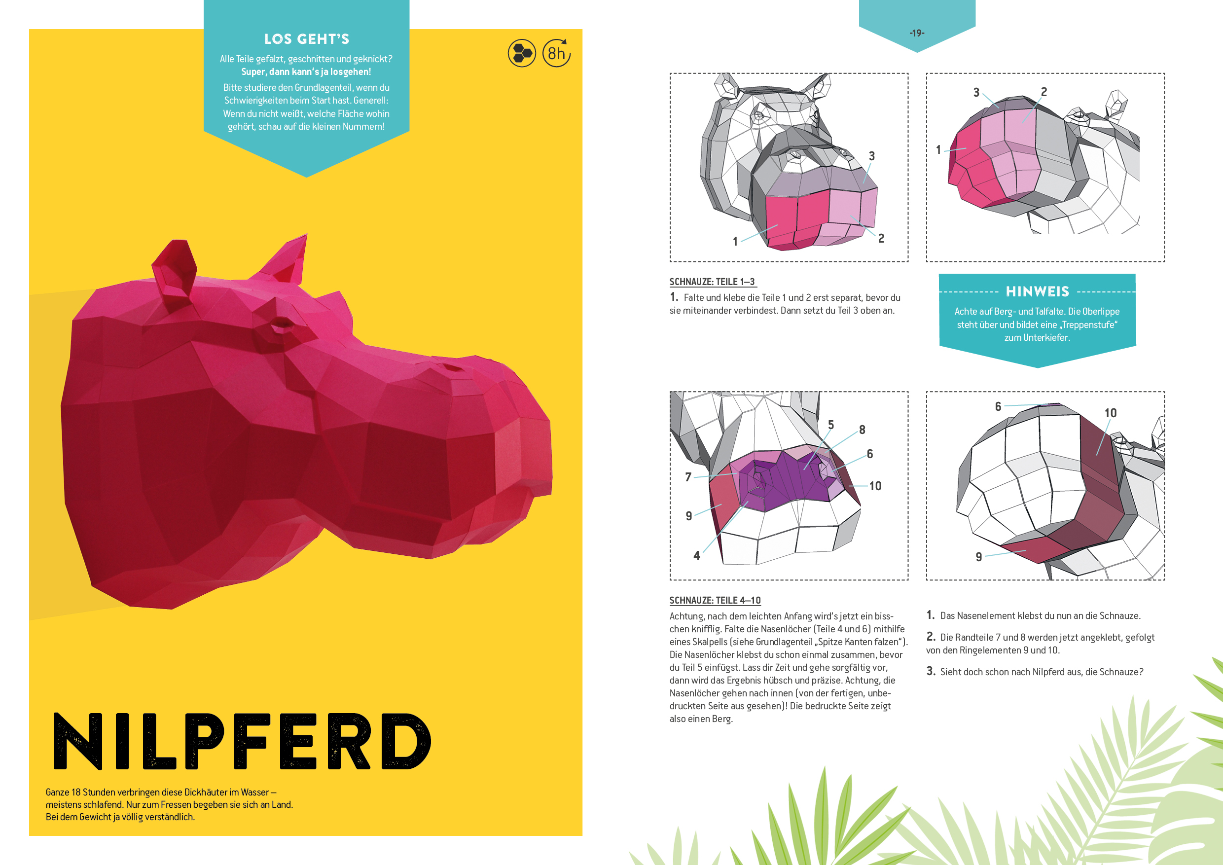 PAPIERtier – Jetzt wird’s wild! Papercraft mit Nilpferd und Chamäleon (Mängelexemplar)