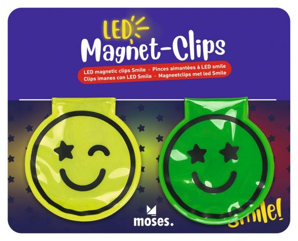 Magnet Clips mit LED Smile (Farbe wird zufällig gewählt)