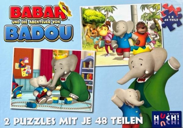 Babar und die Abenteuer von Badou - 2 Puzzles mit je 48 Teilen