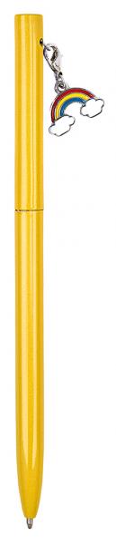 Kugelschreiber mit Regenbogen-Anhänger gelb