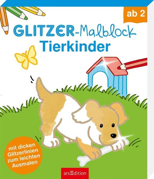 Glitzer-Malblock Tierkinder - mit dicken Glitzerlinien zum leichten Ausmalen (Mängelexemplar)
